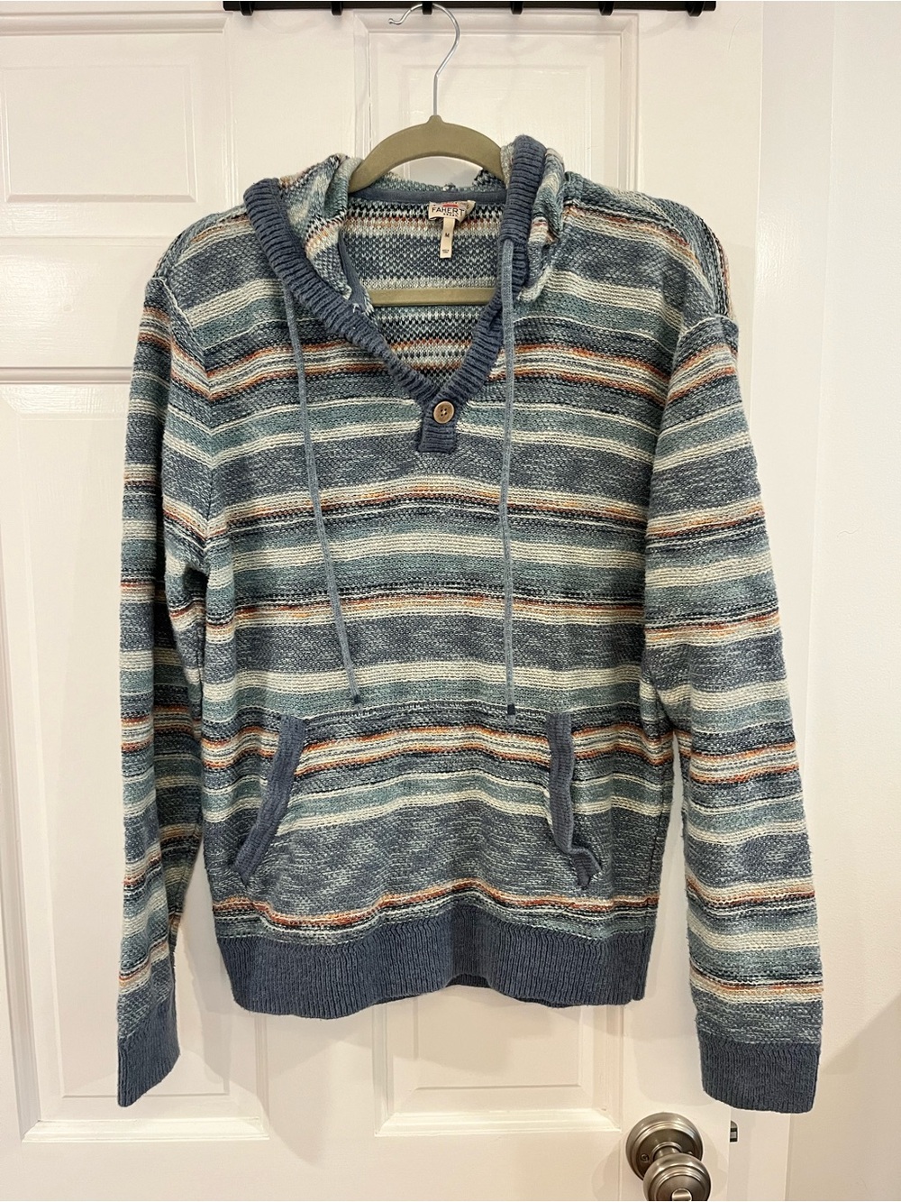 Faherty Men's Hooded knit Striped Pullover Sweater - Blue